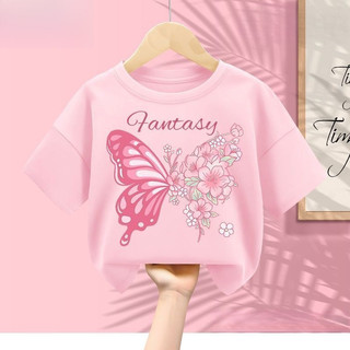 Nơ Bé Gái Cổ Tròn Tay Ngắn Áo Trẻ Em Mùa Hè Nhẹ Thường Ngày Trang Phục