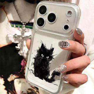 Lông xù mèo đen cho 16 trường hợp iPhone 17Air Space Case 14 13 11Pro