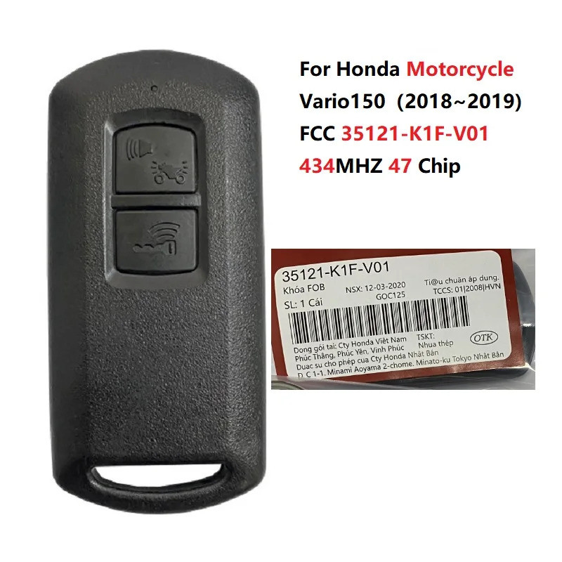 MK0027 FCC K1F K66 K2F K59 K12 Chìa khóa điều khiển từ xa thông minh 433.92MHZ 47 CHIP cho động cơ HONDA Vario150 (2018 ~ 2019) Không cần chìa khóa có gói