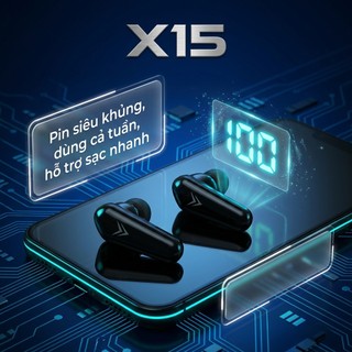 Tai nghe không dây Bluetooth X15 Tws, Tai nghe chơi game Bluetooth 5.3 có micrô tích hợp