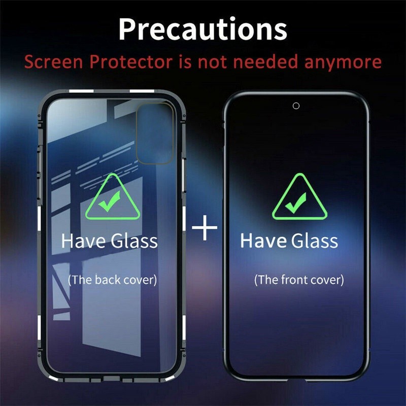 Dành Cho Samsung Galaxy A16 A17 A26 A27 A35 A37 A55 A52 A52S A56 A57 5G Ốp Điện Thoại Lật Kính Hai Mặt Nam Châm Từ Kim Loại Cản Full 360° Vỏ cứng bảo vệ