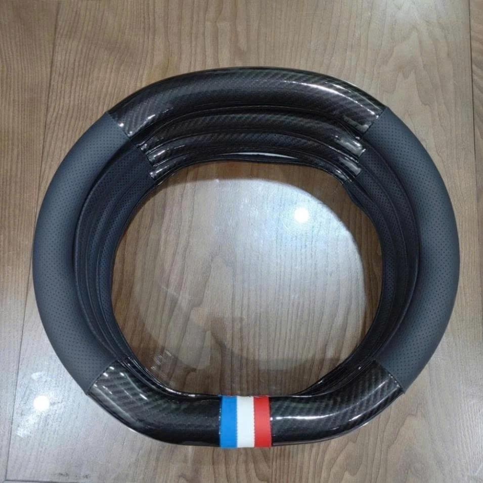 Bọc vô lăng xe hơi Peugeot 2008 3008 5008 408 loại carbon d cut 2 đầu có lỗ thông hơi thoáng khí cao cấp