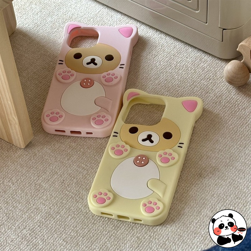 Ốp Điện Thoại Mèo Rilakkuma Dễ Thương Cho iPhone 17 16 15 14 13 12 Mini 11 Pro Max XR XS Max X 8 7 6 6s Plus 5 5S SE3 SE2 SE1 Ốp Lưng Hoạt Hình Gấu Kitty Mềm Vỏ Silicon Chống Sốc