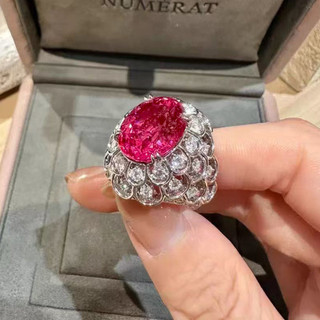 Nhẫn kim cương đỏ corundum phong cách châu Âu, phù hợp cho nữ