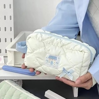 Dung Tích Lớn Sữa Trắng Bướm Nơ Hộp Đựng Dễ Thương Lưu Trữ Túi Đựng Bút Chì Di Động Học Sinh Văn Phòng Phẩm