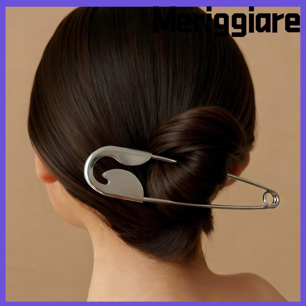 Vuốt tóc an toàn MERIGGIARE, Barrettes tóc kim loại hình học tối giản cỡ lớn, Bộ đồ cố định hợp thời trang Trâm cài bạc Phụ kiện tóc cho nữ Cô gái