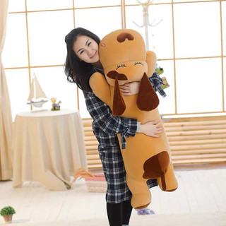 Gấu Bông Chó Mũi Tim Tai Dài 80–130cm | Gối Ôm Chó Bông Dài Ôm Ngủ Cho Bé, Thú Nhồi Bông Chó Cao Cấp