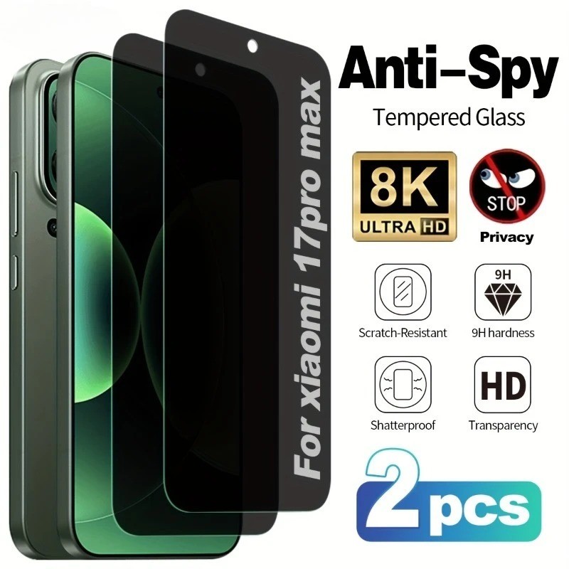 2 Chiếc Trong Suốt Cạnh Đen Kính Phim Cho Xiaomi 17 Ultra Pro Max HD Bảo Vệ Màn Hình Điện Thoại Cho Xiaomi 17Ultra 17ProMax 17Pro 17 Chống Gián Điệp Cạnh Đen Kính Cường Lực Phim