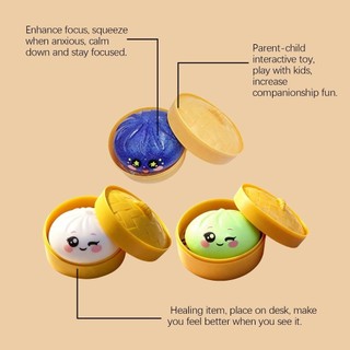 WEAVELYF Bánh bao Đồ chơi Squishy, Bò nhồi bông hấp lấp lánh có khả năng phục hồi chậm Squishy Pinch Le, Quà tặng Fidget mềm với đồ chơi Squishy hấp để giảm lo âu căng thẳng