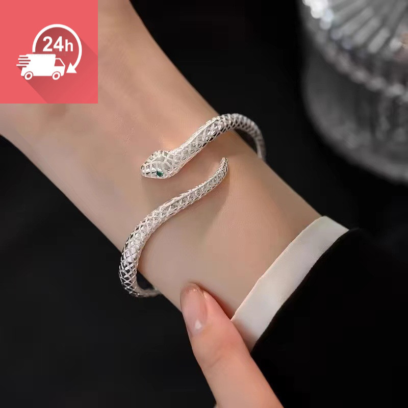 Tính khí thời trang tinh tế tinh thần động vật mắt rắn bạc hàng ngày vòng tay nam nữ