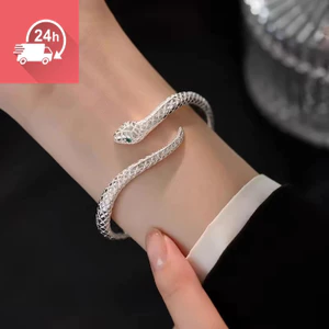 Tính khí thời trang tinh tế tinh thần động vật mắt rắn bạc hàng ngày vòng tay nam nữ