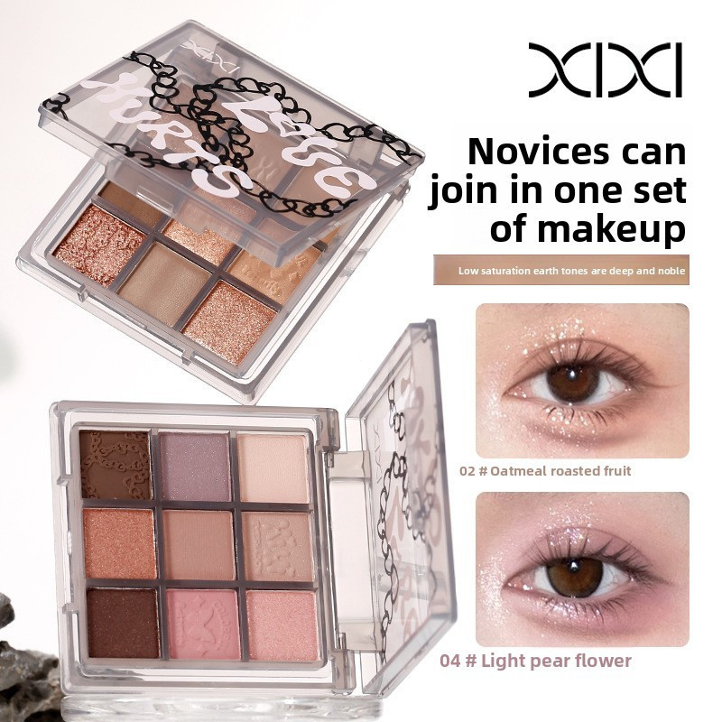 Xixi Bảng Phấn Mắt 9 Ô Tông Khói Lì Nhũ Mịn Lên Màu Đẹp Lâu Trôi Tự Nhiên Trang Điểm Hằng Ngày D863