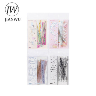 JIANWU Dòng Thời Gian Vintage Số Thời Gian Phong Cảnh Chất Liệu Cắt Dán Thêu Sò PET Miếng Dán Sáng Tạo DIY Tạp Chí Văn Phòng Phẩm