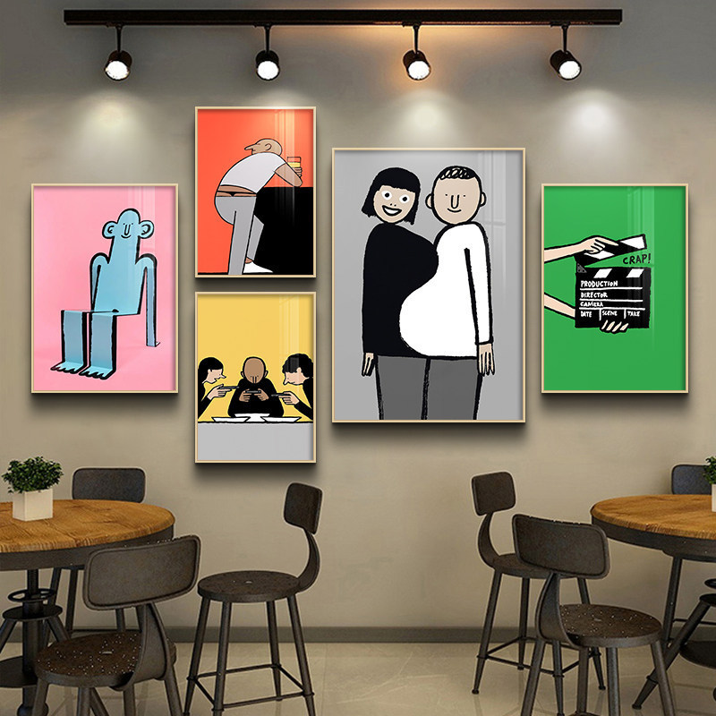 Jean Jullien Phong Cách Trừu Tượng Dòng Vải In Không Có Khung Người Ngộ nghĩnh Nghệ Thuật Treo Tường Poster Cho Phòng Khách Trang Trí Phòng Thu