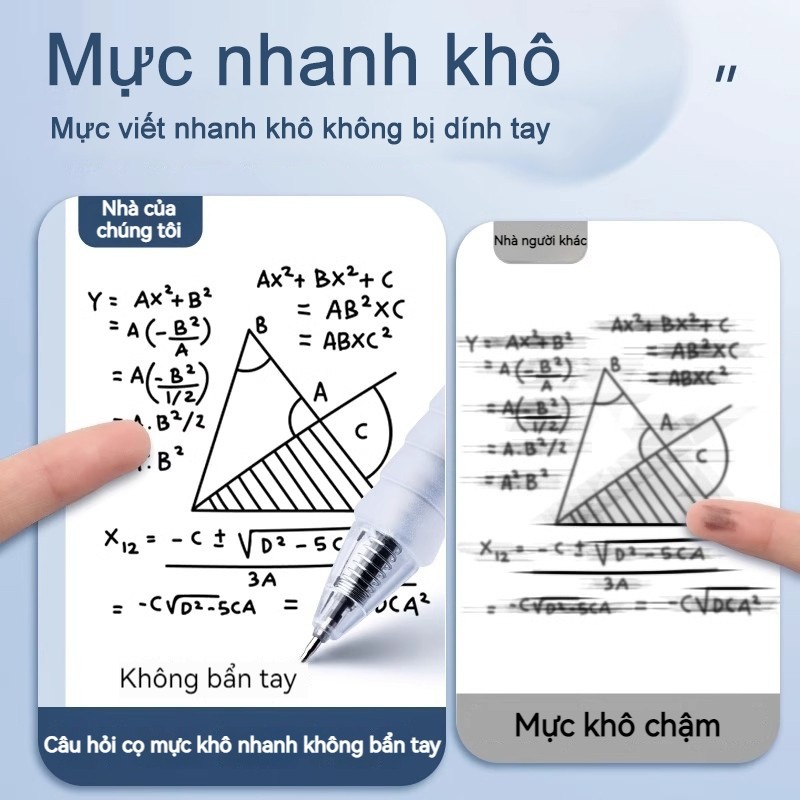 Bút bi văn phòng 0,5mm với đường nét mượt mà, không phai màu và đa dạng màu sắc: xanh dương, đen, đỏ