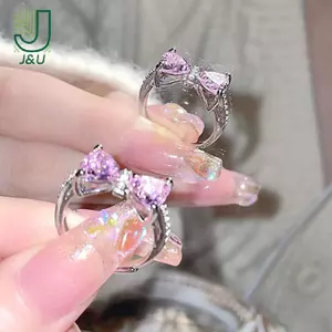 Nhẫn công chúa đáng yêu Nhẫn nơ có thể điều chỉnh Nhẫn kim cương phong cách Ins ngọt ngào Trang sức cho phụ nữ Phụ kiện quà tặng tiệc sinh nhật
