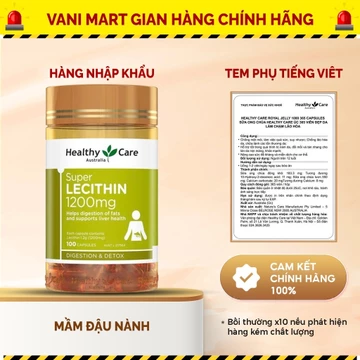 [ HÀNG NHẬP KHẨU ] Mầm đậu nành Super Lecithin Healthy Care 1200mg của Úc giúp bổ trợ phát triển vòng 1, chống lão hóa