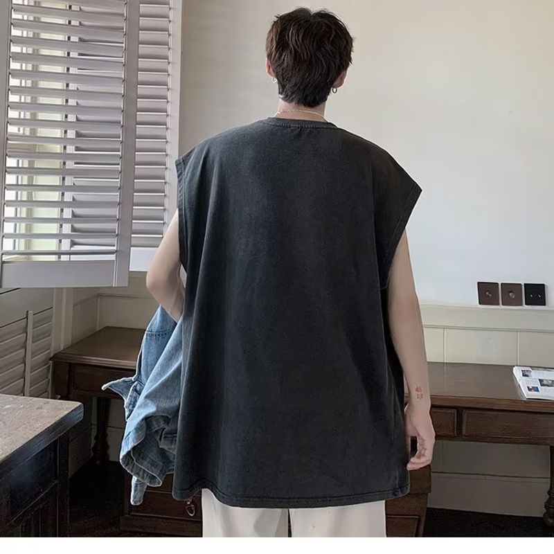 Áo thun không tay streetwear in họa tiết, phù hợp giới trẻ mùa hè