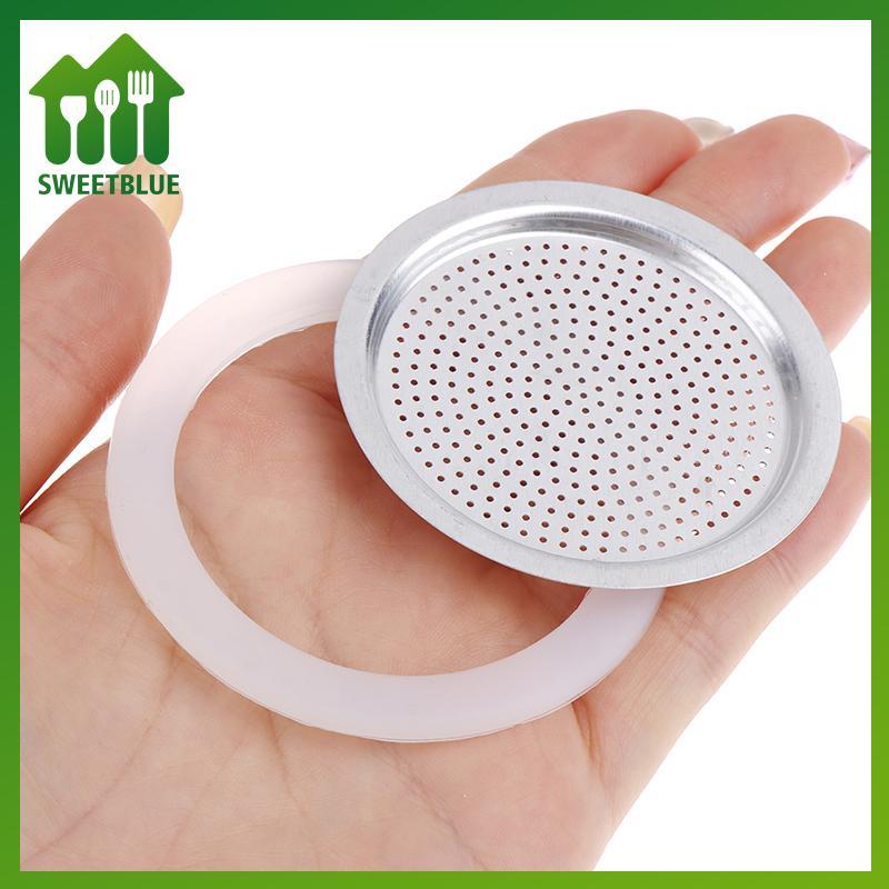 SWEET 1 Miếng Đệm Silicon Và 1Pc Nhôm Lọc Moka Nồi Cà Phê Có Thể Thay Thế Với 3 / 6 / 9 / 12 Cốc Moka Express n