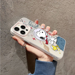 Ốp Lưng Chó Hoạt Hình Snoopy Dễ Thương Cho Samsung Galaxy S25 S24 S23 Ultra S24FE S25FE Vỏ Matte IMD Bạc Laser Cứng
