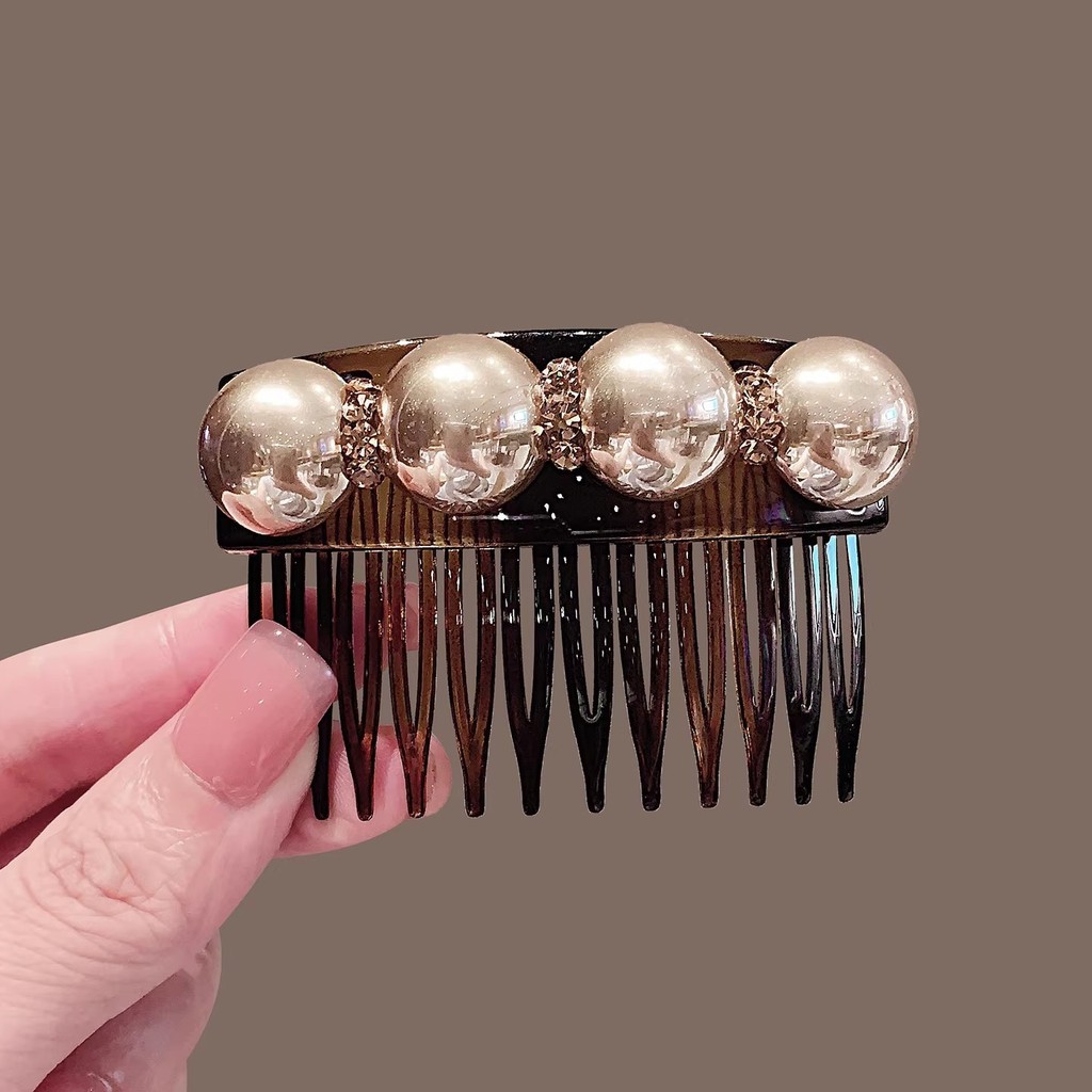 Pháp Retro Ngọc Trai Kim Cương Giả Tóc Nữ Kẹp Tóc