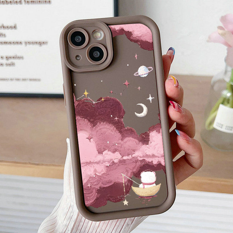 Ốp Lưng Cho Redmi Note 14 13 12 11 10 8 14C 13C 12C 11A 10A 10C 9C A3 A2 A1 C75 C65 C55 C31 M6 11T 13T 14T 15T Pro Thiết Kế Mắt Thiên Thần Chống Rơi Họa Tiết Đám Mây Hồng JGS437