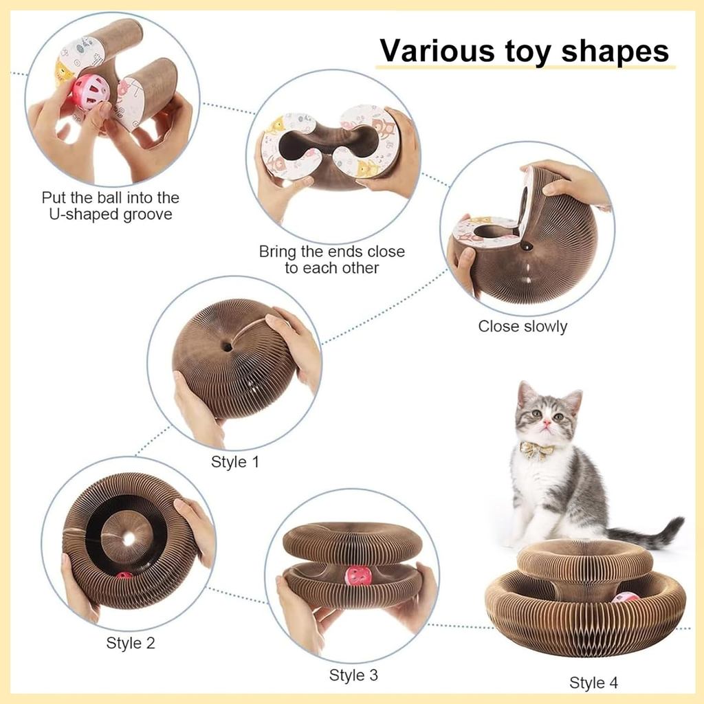Kitty Curls Đồ chơi cho mèo, Magic Organ Cat Toy, Cat Scratcher để mài móng vuốt Tông Đồ chơi cho mèo, Tấm cào tương tác với bóng đồ chơi