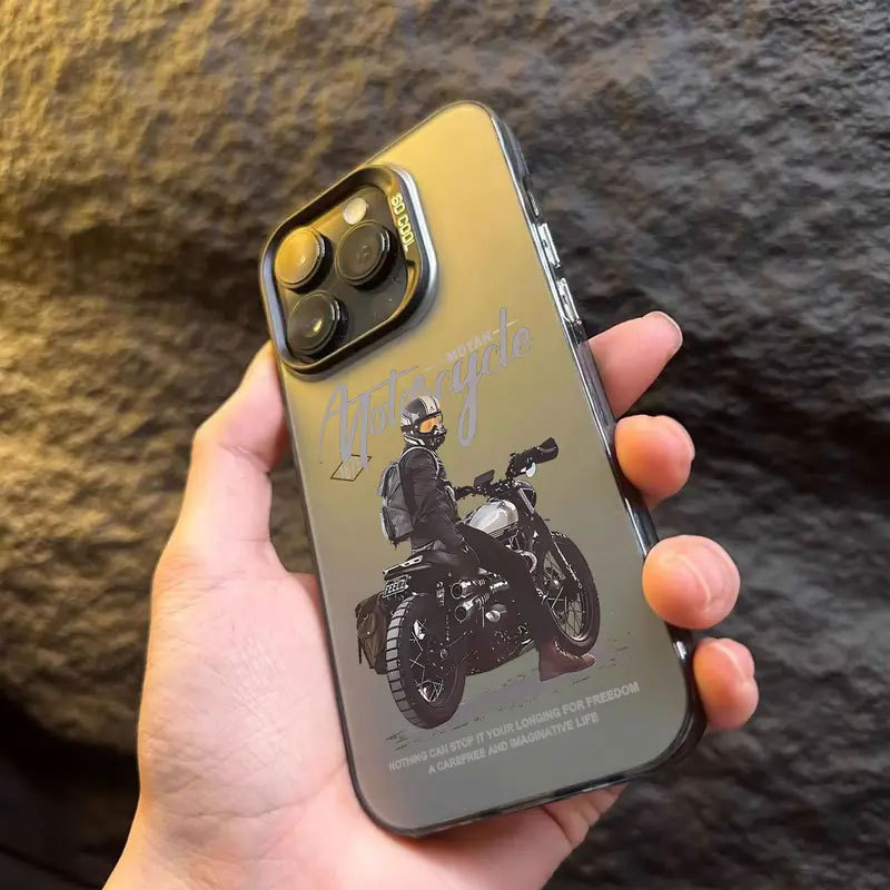 Ốp Xe Máy Hoạt Hình Cho iPhone 11-15 Pro Max Vỏ Mềm Chống Sốc