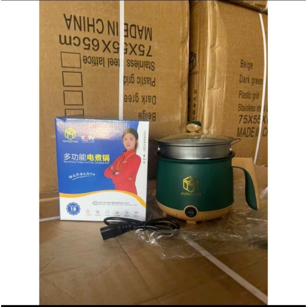 Nồi Điện Mini LISHIDAI 2 Tầng Đa Năng Tặng Kèm Khay Hấp INOX ( Chiên, Xào, Nấu ăn, nấu cơm, nấu lẩu mini ) siêu tiện lợi