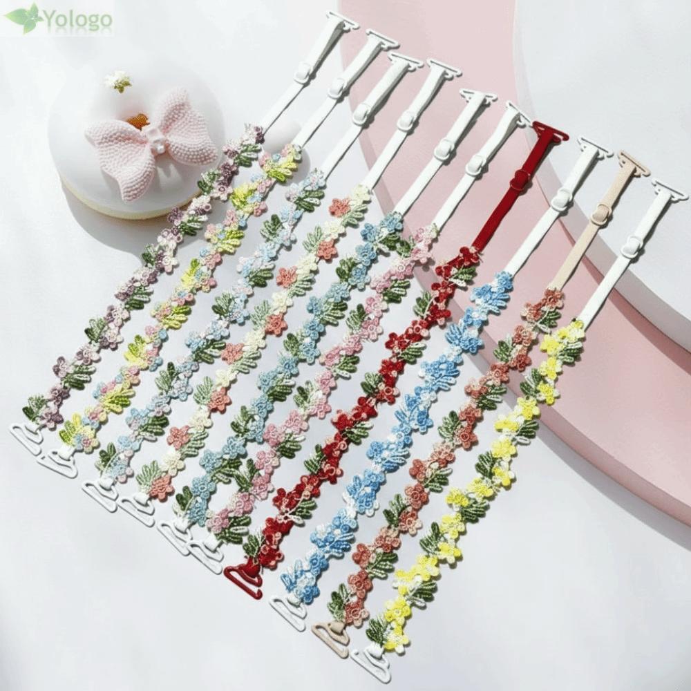 YOLOGO 1 cặp dây đeo áo ngực có thể điều chỉnh, ren hoa chống trơn trượt - quà tặng sáng tạo