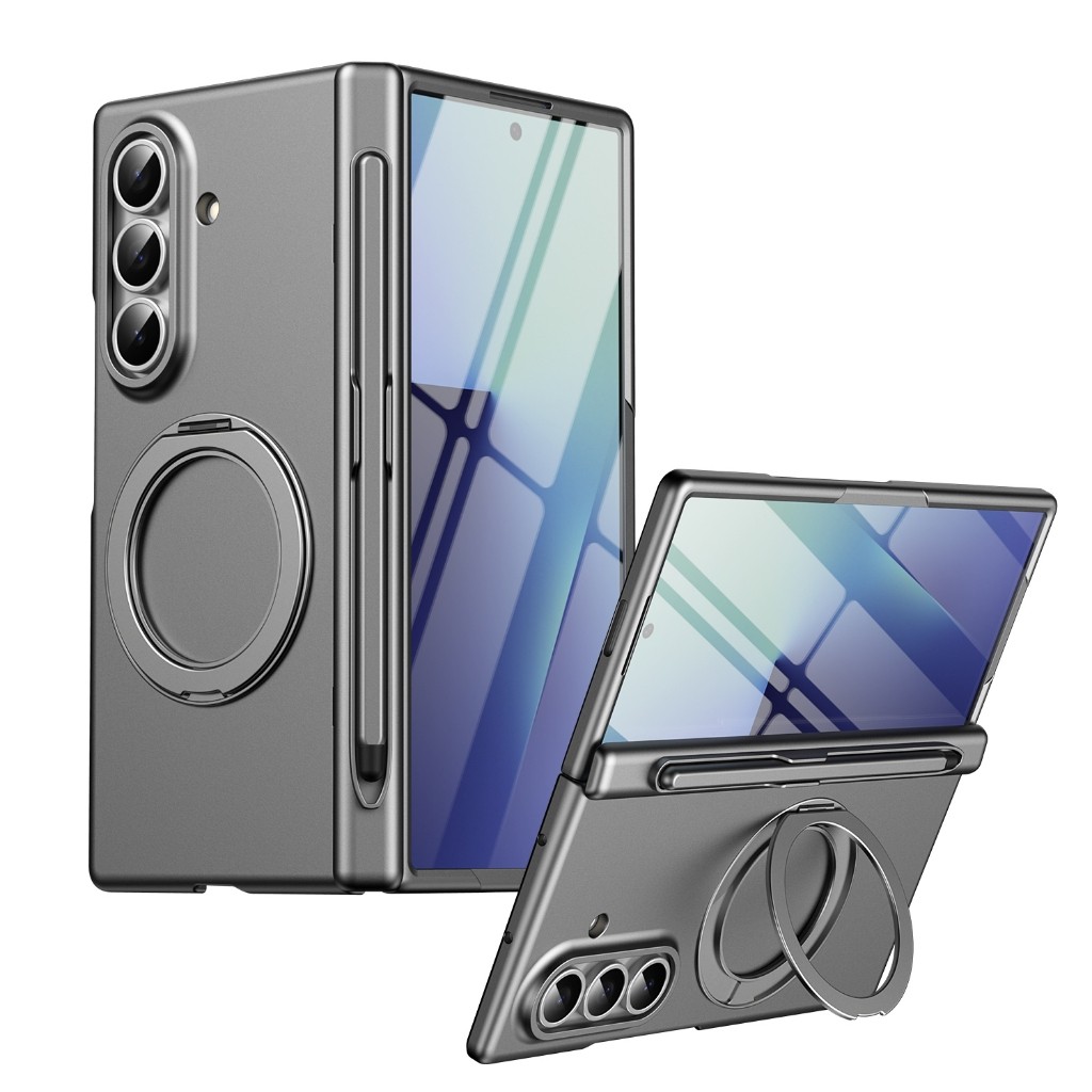 Kim 360° Ốp Điện Thoại Full Cover Cho Samsung Galaxy Z Fold 7 6 5 4 Có Phim Bảo Vệ Màn Hình Và Xoay Từ Giá Đỡ Bìa Cứng
