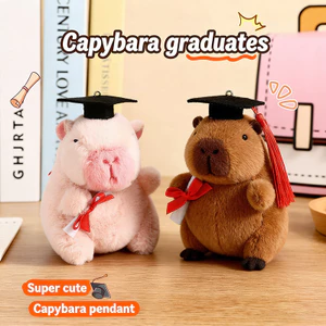Capybara Dễ Thương Với Mũ Tốt Nghiệp Búp Bê Sang Trọng Quà Tặng Tốt Nghiệp Cho Bạn Bè Túi Mặt Dây Chuyền Móc Khóa Đồ Chơi Nhồi Bông