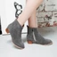 VNMZZG34-43 Size Lớn Da Lộn Bên Dây Kéo Ngón Chân Tròn Martin Knight Giày Bốt Ngắn Sàn Diễn Giày