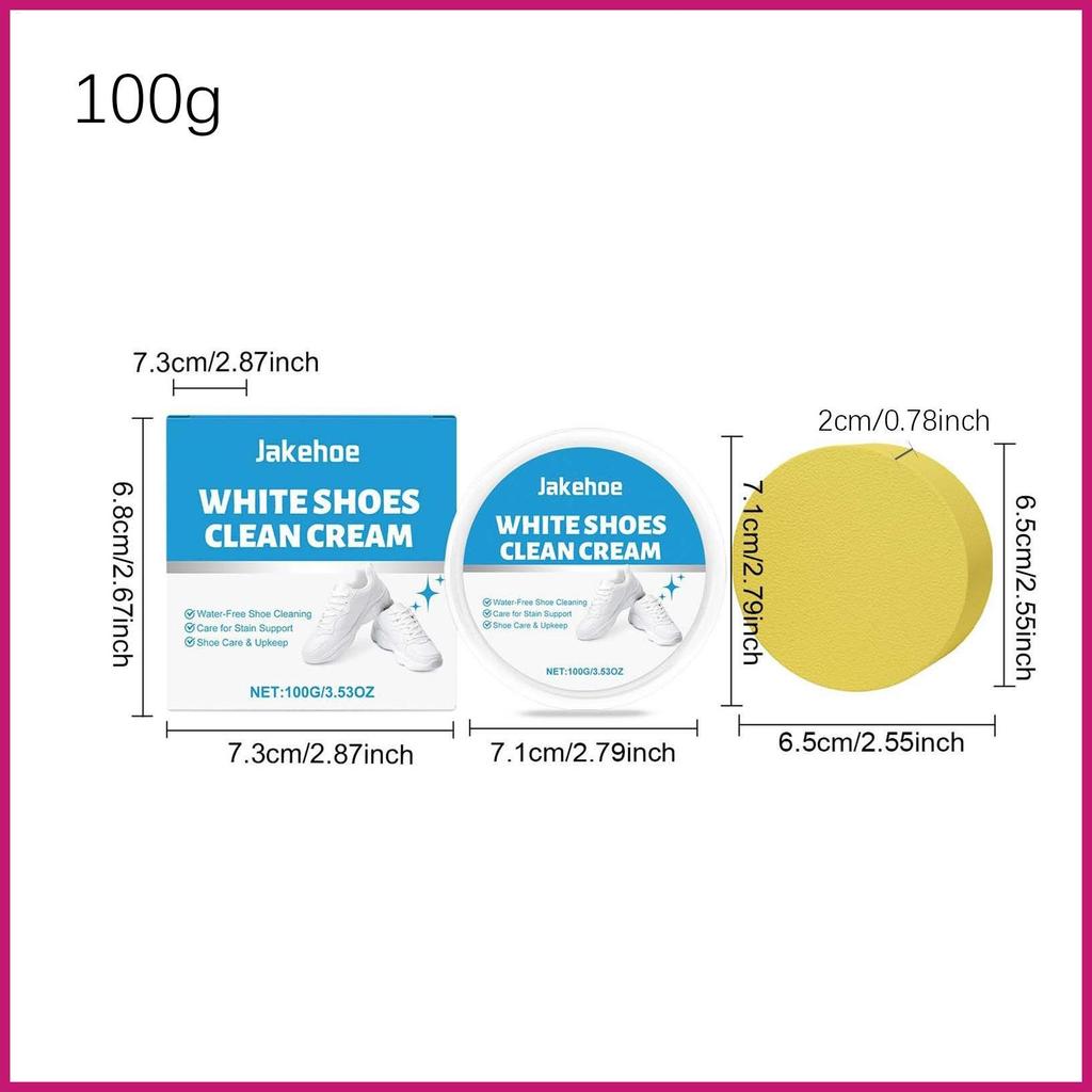 Chất tẩy rửa giày 100g Kem chống vàng kèm miếng bọt biển Bộ làm sạch giày cho lưới đánh bóng bằng da Giày cao su shopidaevn