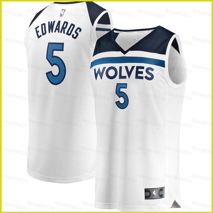 Áo bóng rổ NBA Minnesota Timberwolves phiên bản Icon của Anthony Edwards - Màu trắng, phù hợp từ trẻ em đến người lớn, nhiều size