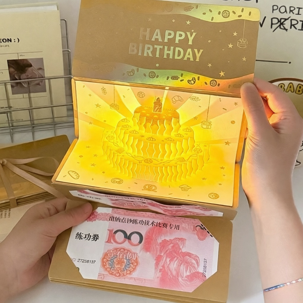 Mới 6 / 10Card Âm Nhạc 3D Sinh Nhật Màu Đỏ Gói Quà Sáng Tạo Cho Tiệc Sinh Nhật Ủng Hộ