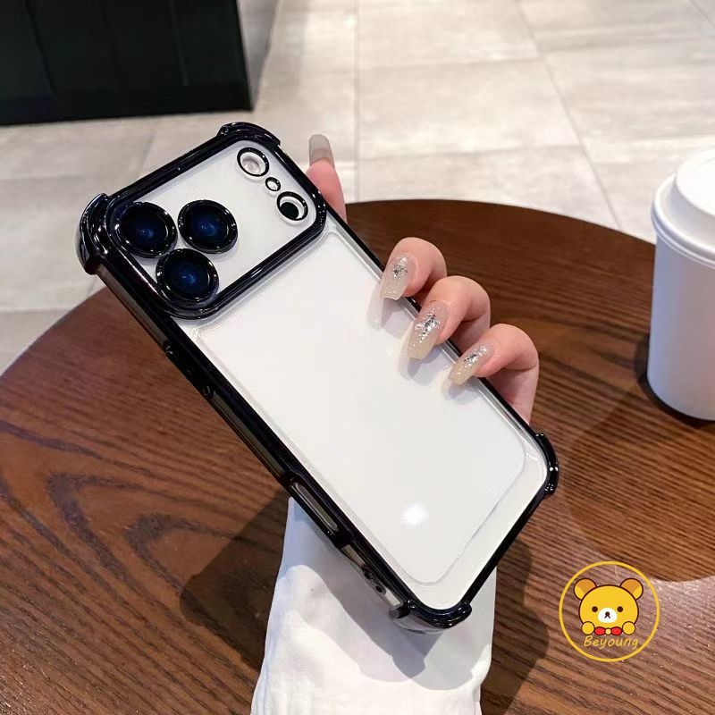 Mạ bốn đầu trong suốt cho Redmi Note 15 Pro Plus Turbo 5 A7 Pro Xiaomi Poco X8 M8 Pro Max 5G 4G Ốp điện thoại mềm trong suốt Ốp lưng chống sốc