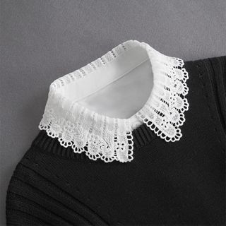 Lumelamp Cổ giả ren tháo rời, màu trắng đen, phù hợp làm phụ kiện cho áo và khăn quàng nữ và bé gái