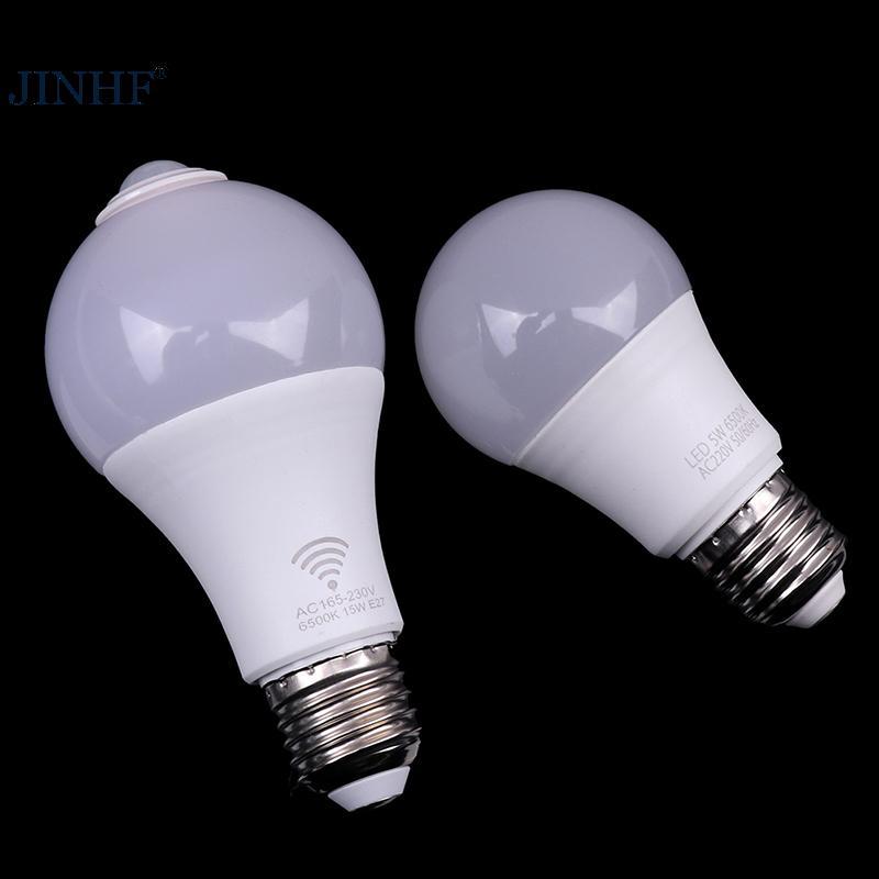 Đèn cảm biến chuyển động JINHF E27 PIR Bóng đèn LED có cảm biến chuyển động Máy dò chuyển động Đèn ngủ HOT