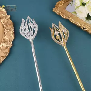 Đũa phép công chúa cao cấp với hoa tulip và scepter giả kim cương - Phụ kiện trang trí