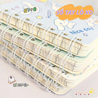 Sổ tay A6 kẻ ngang cute phong cách hoạt hình, sổ lò xo mini đáng yêu cho học sinh, tiện mang theo mỗi ngày