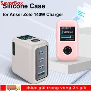 SAVORBOX Bảo vệ, Silicon chống bụi chống sốc, Vỏ bảo vệ di động mềm màu trơn cho Anker Zolo 140W Sạc du lịch