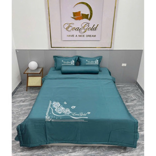 (CAO CẤP) Bộ Chăn Ga Gối Nằm Ôm 5 Món Phi Lụa Thêu Hoa , mềm mát , dày dặn đủ freesize ( m6/m8 )