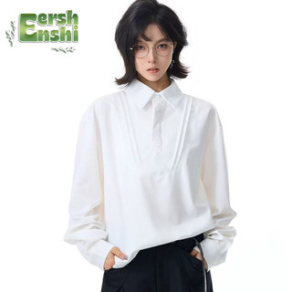 Áo sơ mi polo dài tay thêu, dáng rộng style cổ điển Hàn Quốc