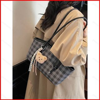 GC2 2026 Ladylike PU Kiểm Tra Túi Đeo Vai Phong Cách Đa Năng Dung Tích Lớn Đi Lại Túi Tote CG2