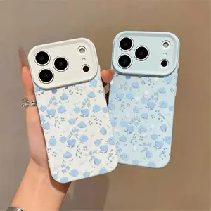 Sơn dầu hoa màu xanh cho 17 16pro trường hợp điện thoại iPhone 15 tốt lỗ gạo nếp trường hợp 14 13pro11 mềm trường hợp