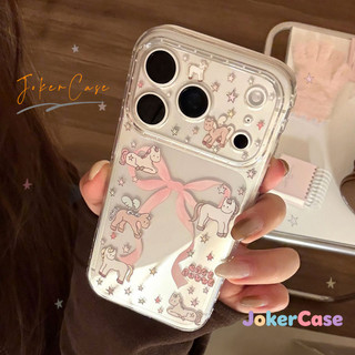 Ốp Lưng Cho IPhone 11 16 17 15 13 14 12 Pro Max 17AIR 15 7 8 Plus X XR Max Phim hoạt hình dễ thương ngựa nơ trong suốt