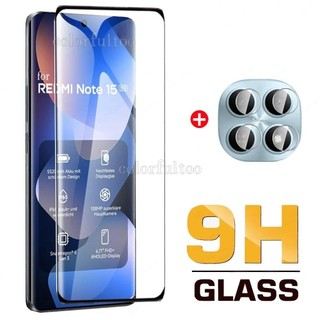 Kính cường lực cong Redmi Note15 2026 9H cho Redmi Note 15 Pro Plus 15Pro + Note15 Note15Pro 4G 5G HD Clear Full Cover Bảo vệ màn hình phía trước Phim ống kính máy ảnh phía sau