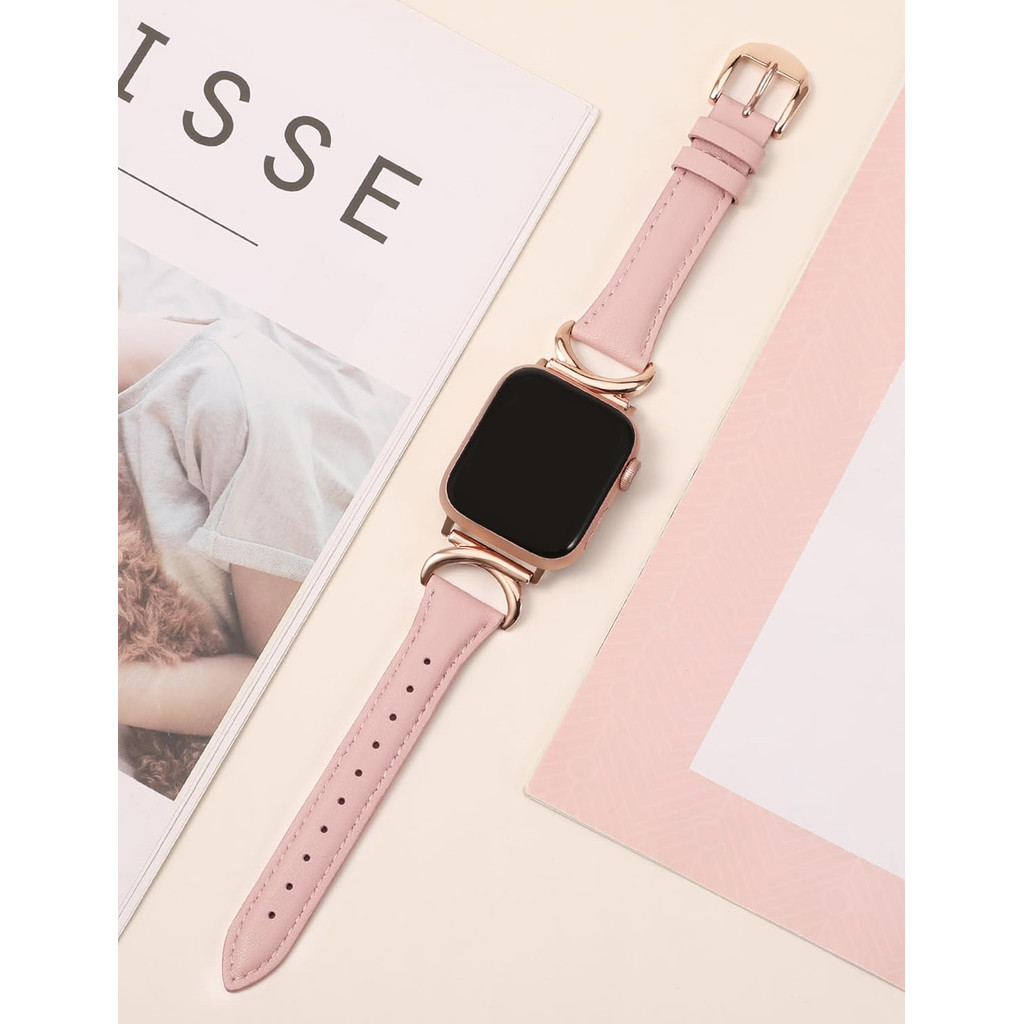 Dây đeo thắt lưng nhỏ bằng da kim loại thời trang dành cho nữ Thích hợp cho Apple Watch S11 SE3 Ultra3 S10 S9 S8 SE S7 S6 Ultra 49mm 46mm 42mm 40mm 44mm 41mm 45mm Dây đeo cổ tay