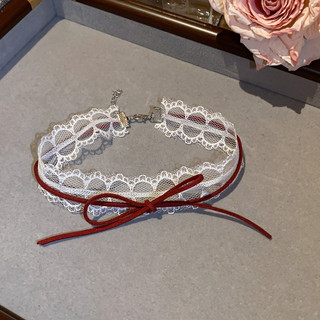 Nơ đỏ choker vòng cổ vintage thanh lịch, đa năng với dây xích sang trọng dành cho nữ